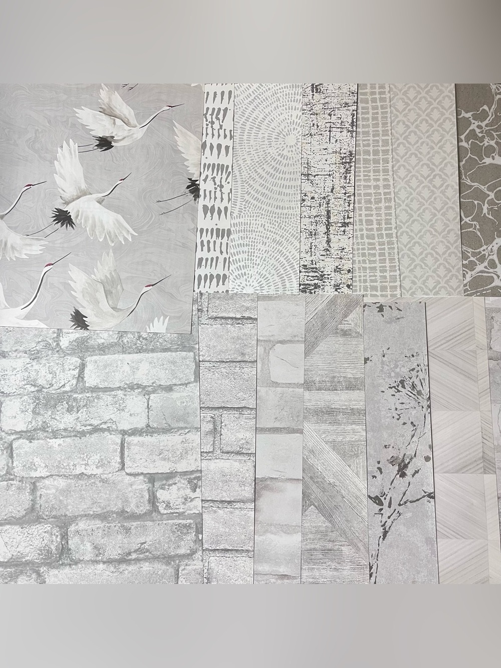 18 Assorted Designer White/Grey Sheets Bundle Neutral Gray Scrapbooking Crafts